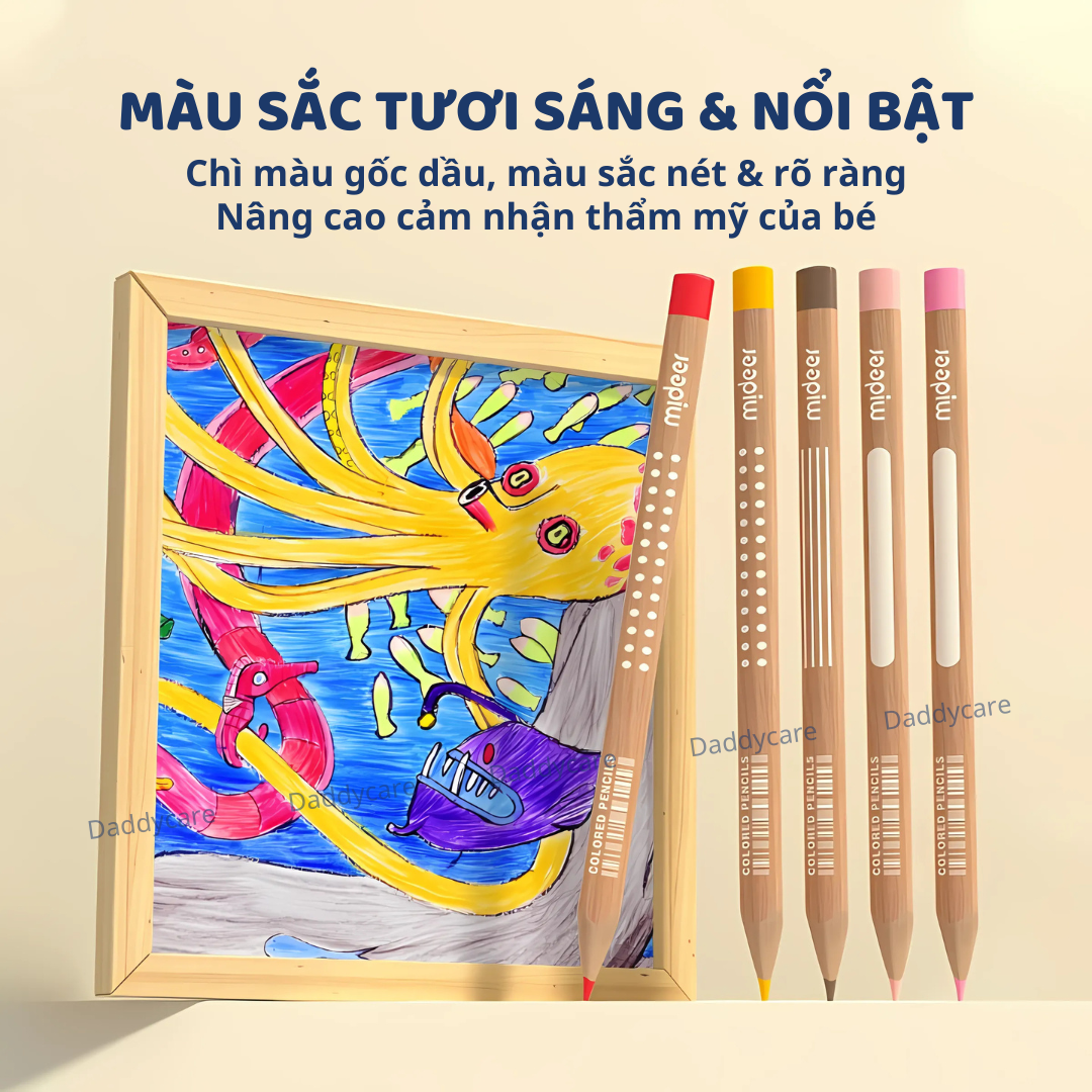 Bút chì màu vẽ tranh cao cấp mideer Vibrant Colored Pencil 24/36/48 màu,Chì vẽ chuyên nghiệp, thiết kế, phác họa cho bé