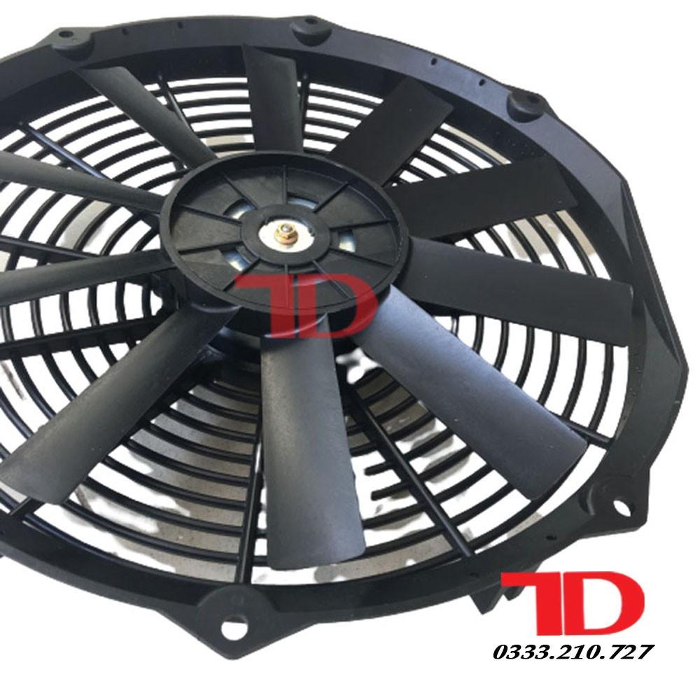 Quạt dàn nóng ô tô chế 14 inch 35.5 cm 100W 24V cánh thẳng loại tốt Điện Lạnh Ô Tô Thuận Dung