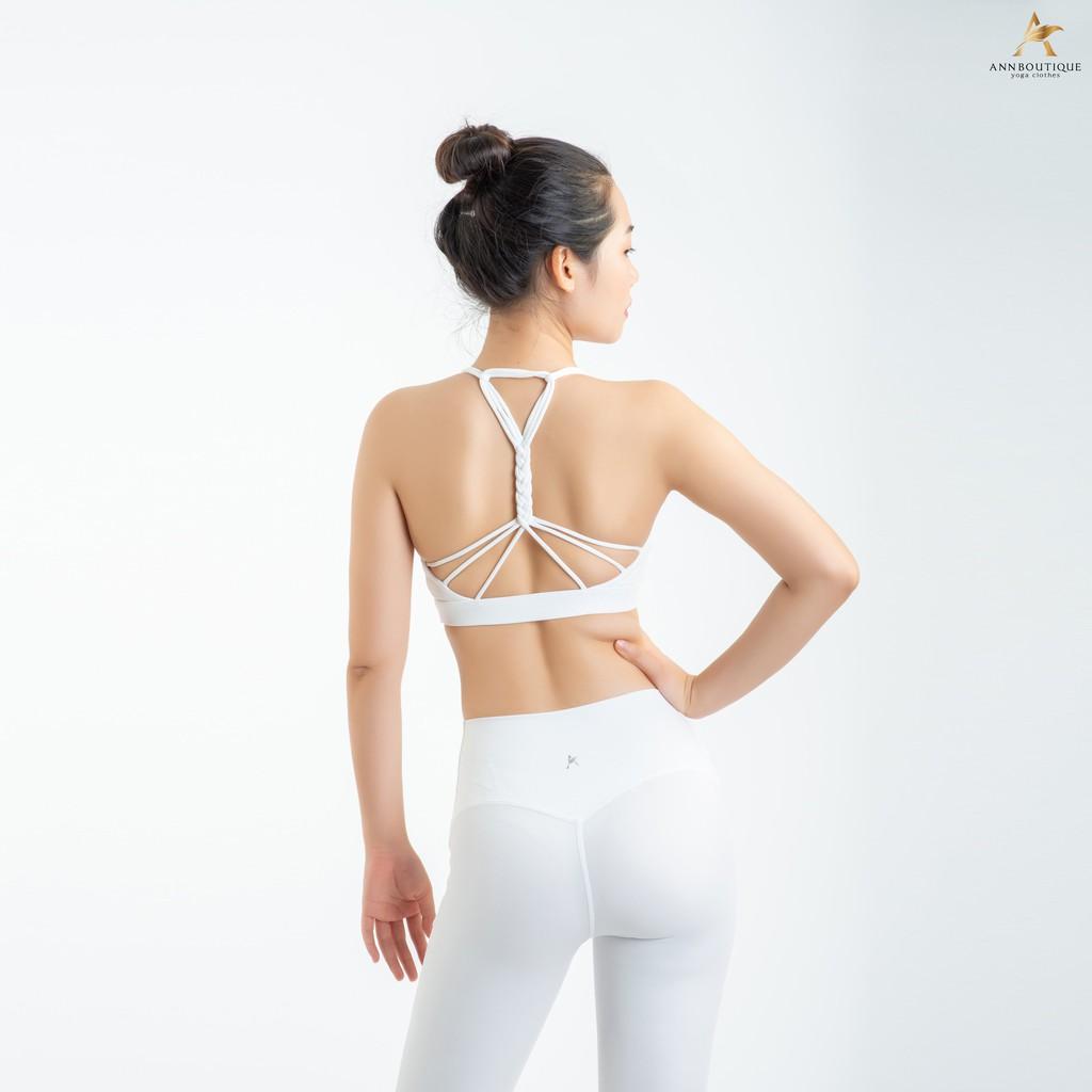 Đồ tập yoga, gym, set đồ tập cao cấp BH 12 tháng, bộ quần áo tập thương hiệu Ahani yoga màu trắng