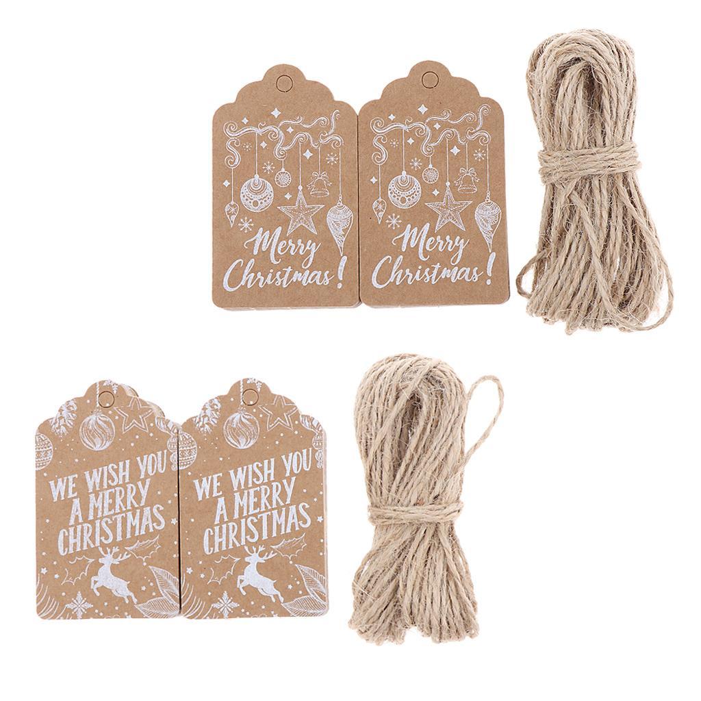 100pcs Set Christmas Kraft Paper Labels Christmas Hanging Gift Tags