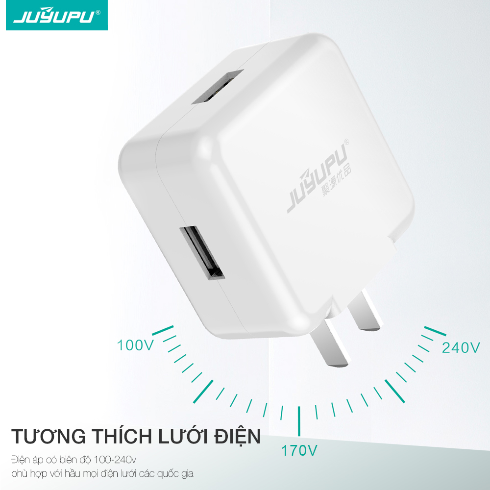 Củ sạc JUYUPU Q31 sạc nhanh 3.4A cao cấp có 3 cổng USB cốc sạc điện thoại dành cho iPhone Samsung OPPO VIVO HUAWEI XIAOMI - HÀNG CHÍNH HÃNG