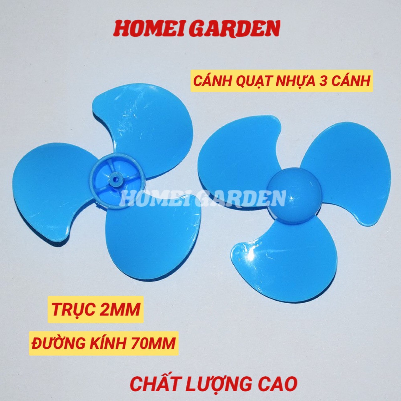 2 cánh quạt nhựa mini 3 cánh 70mm trục 2mm màu xanh chất lượng cao - HM0079