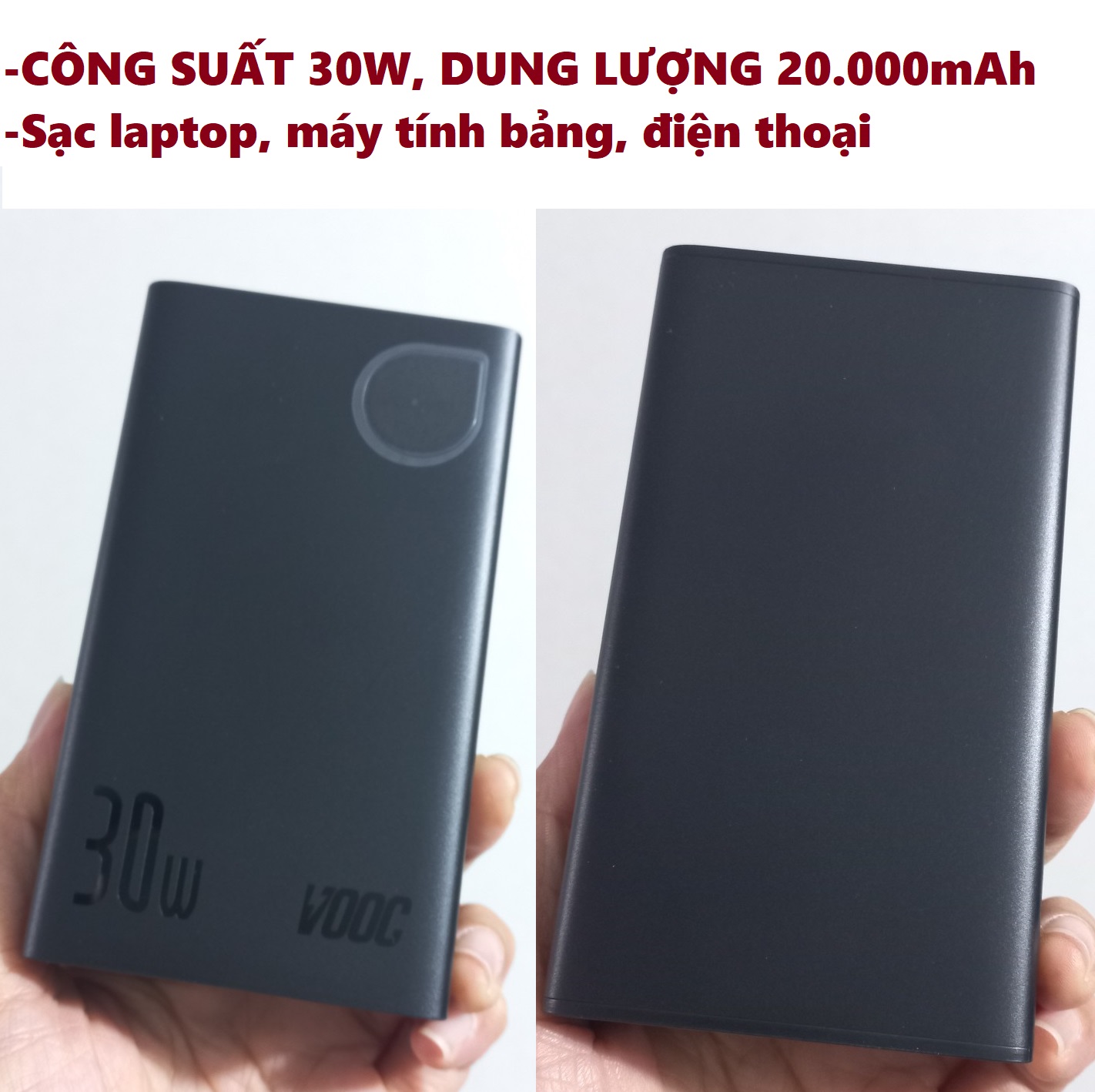 Pin dự phòng 30W 20.000mAh sạc nhanh VOOC PD SCP Baseus Adaman2 PPADM2-20 _ hàng chính hãng