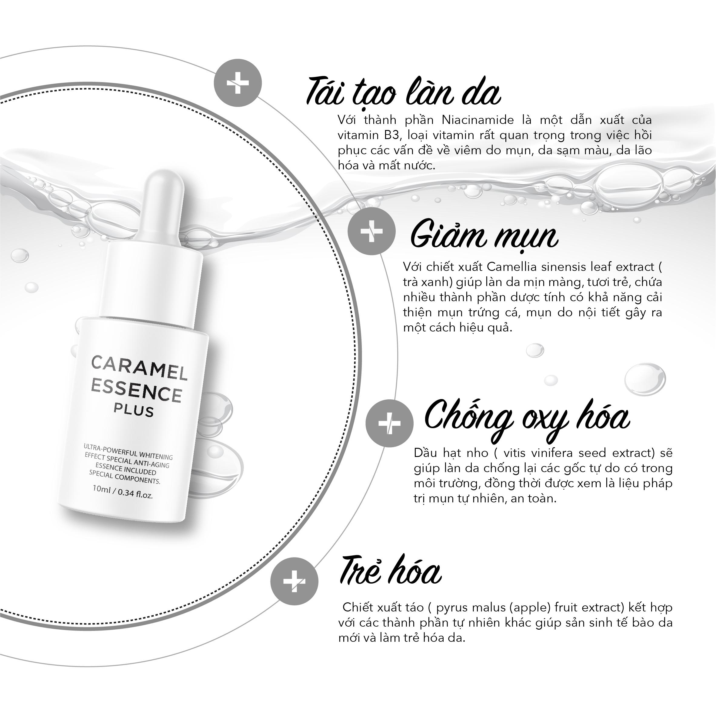 Tinh chất Hỗ Trợ Trị mụn, kháng viêm,se khít lỗ chân lông Caramel Essence Plus 10ml