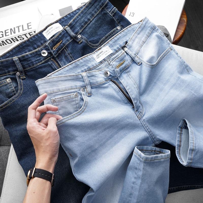 Quần jean nam slimfit xanh bạc co giãn jean xuất chất dày đẹp