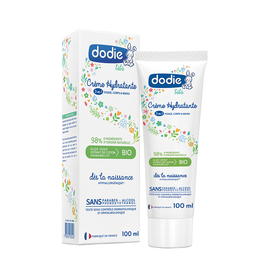 Kem Dưỡng Ẩm Cho Bé Dodie 3 Trong 1 Crème Hydrante 98% Thành Phần Tự Nhiên Cho Trẻ Từ 0M+  - Dung Tích 100ML