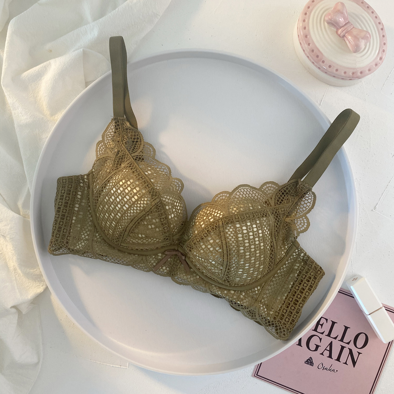 Áo Lót Ren Không Gọng Đệm Mỏng Nâng Ngực Siêu Thoáng B449 - Xanh ghi - 32/70AB
