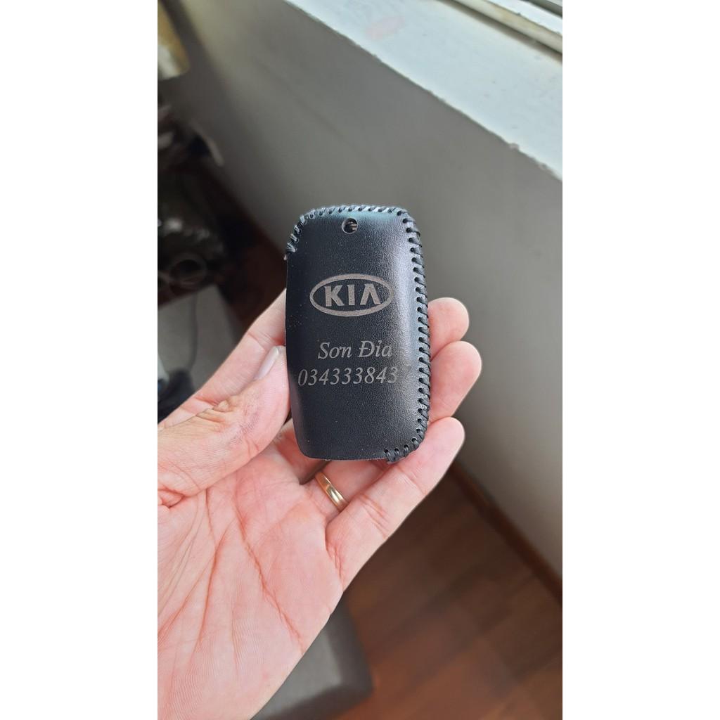 Bao da chìa khóa ô tô Kia SMK 3 nút dành cho Seltos, cerato, k3 14-18, Sorento, Rio, Rondo, Soluto da thật