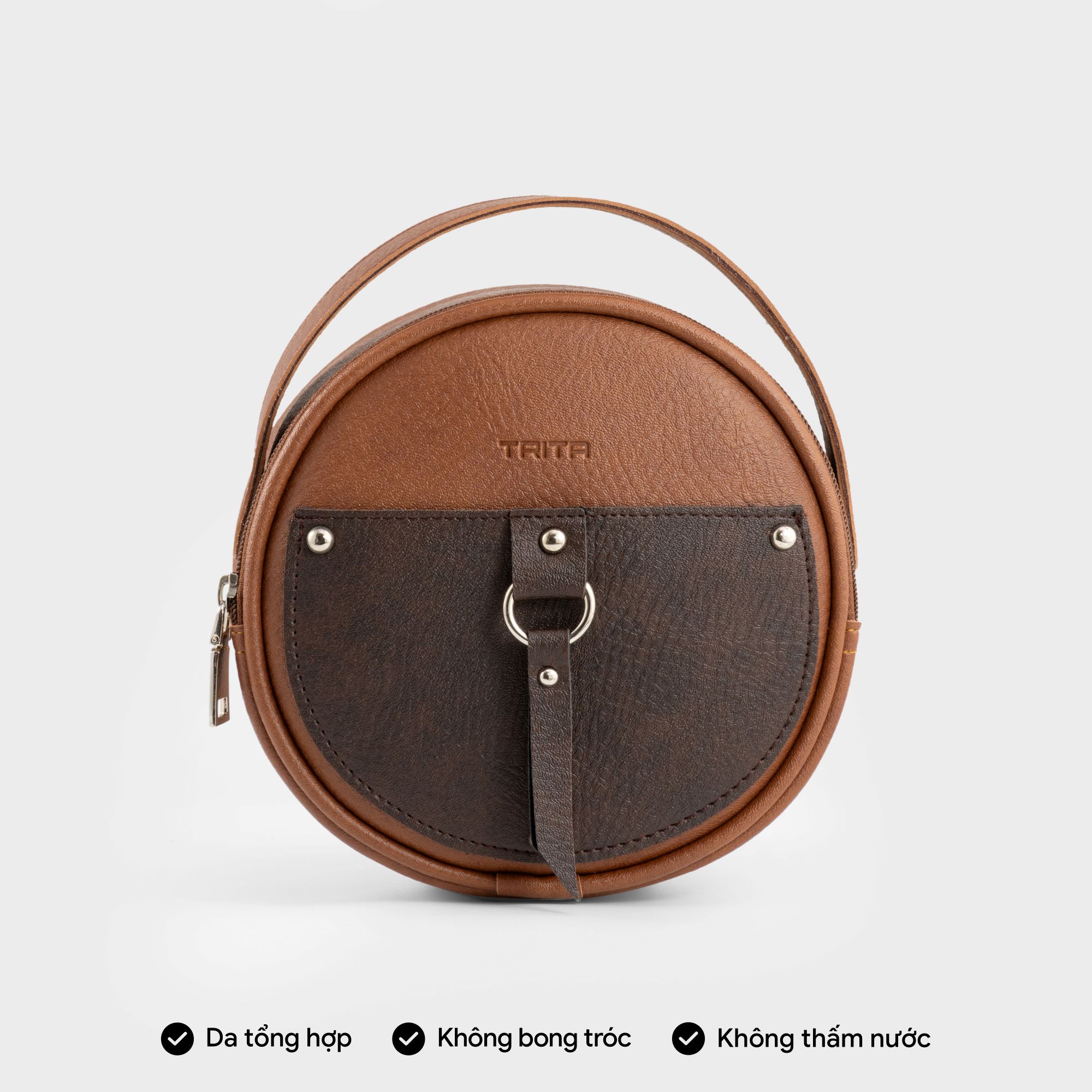 Túi Trita ( Thời trang nữ dáng tròn thanh lịch size 18 - Túi đeo chéo da RHN65 )