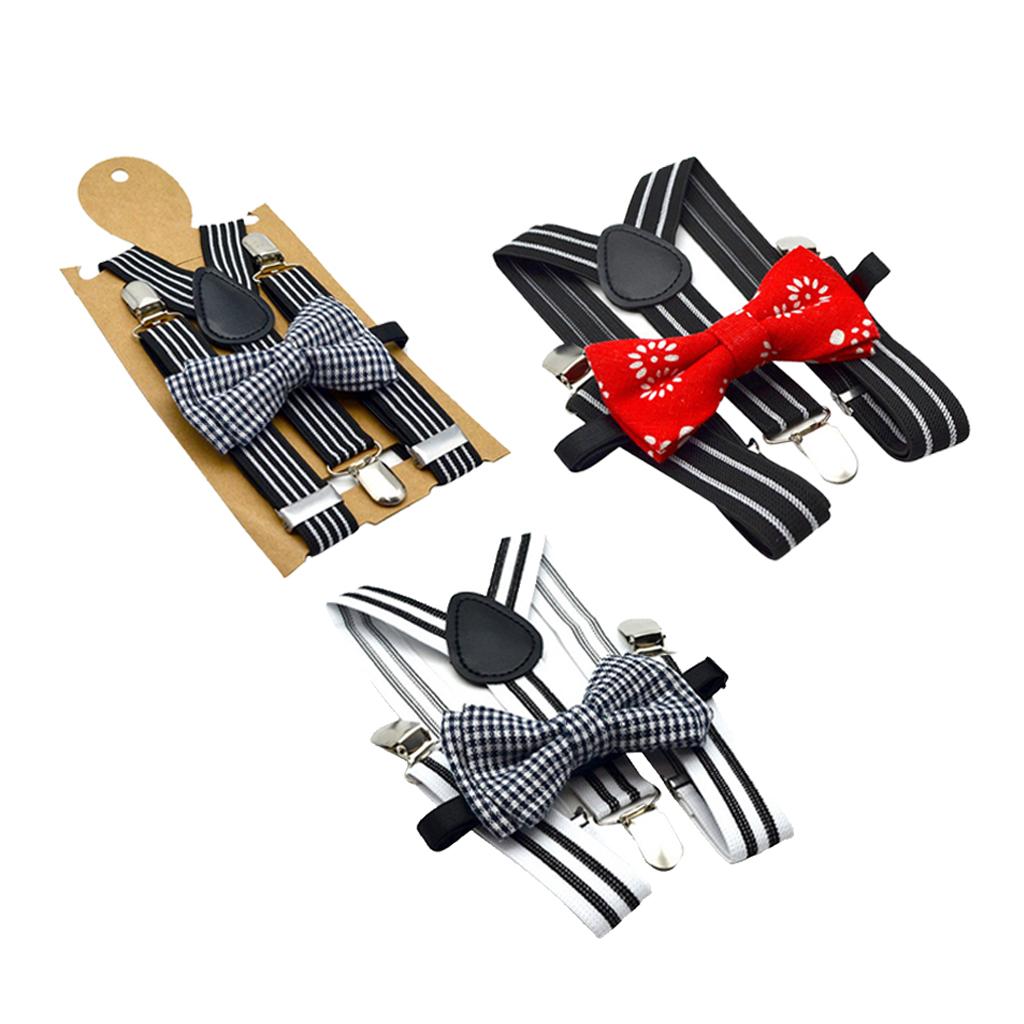 Male Boy Suspenders w/ Bow Heavy Duty Y-Back Straps