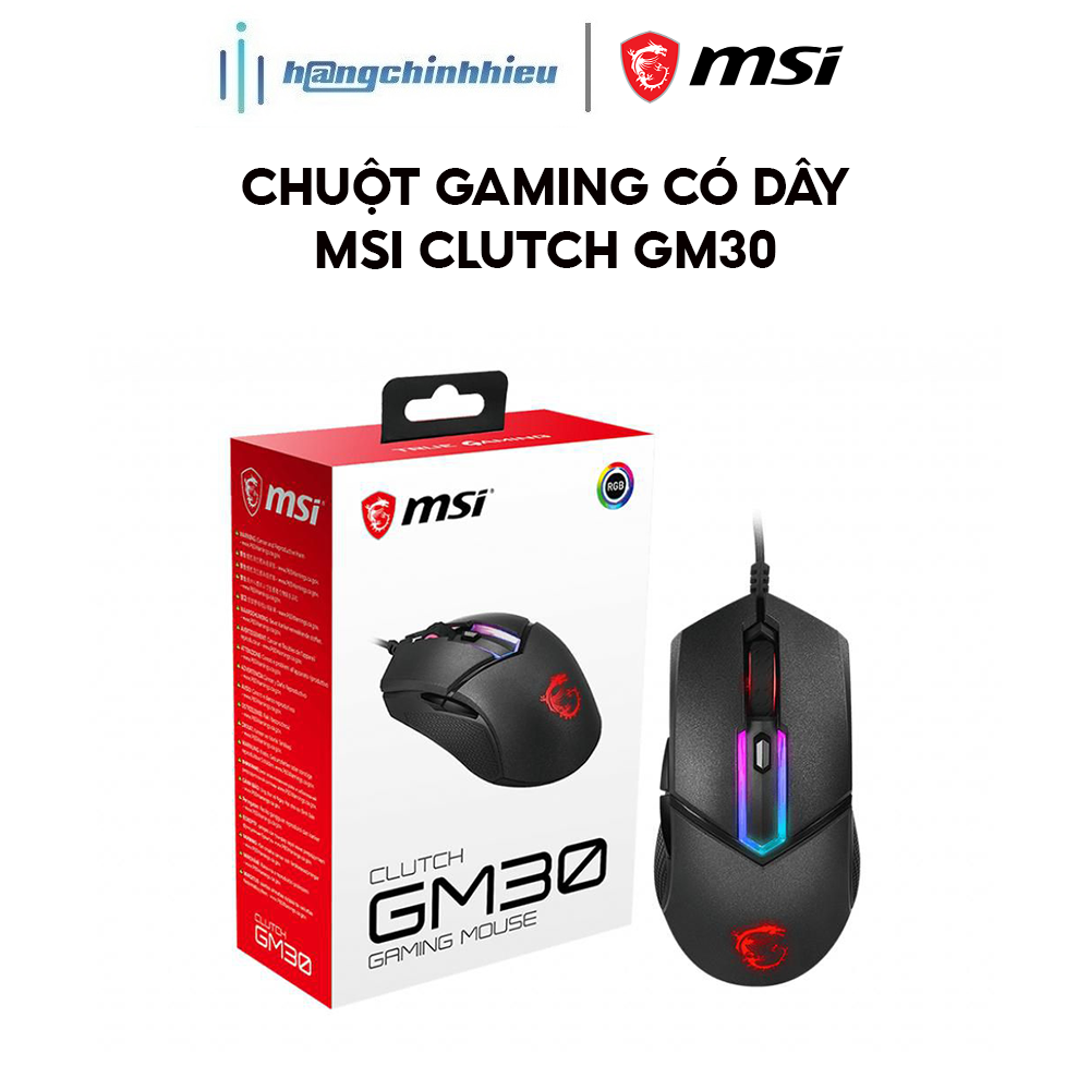 Chuột gaming có dây MSI Clutch GM30 S12-0401690-D22 (màu đen) Hàng chính hãng