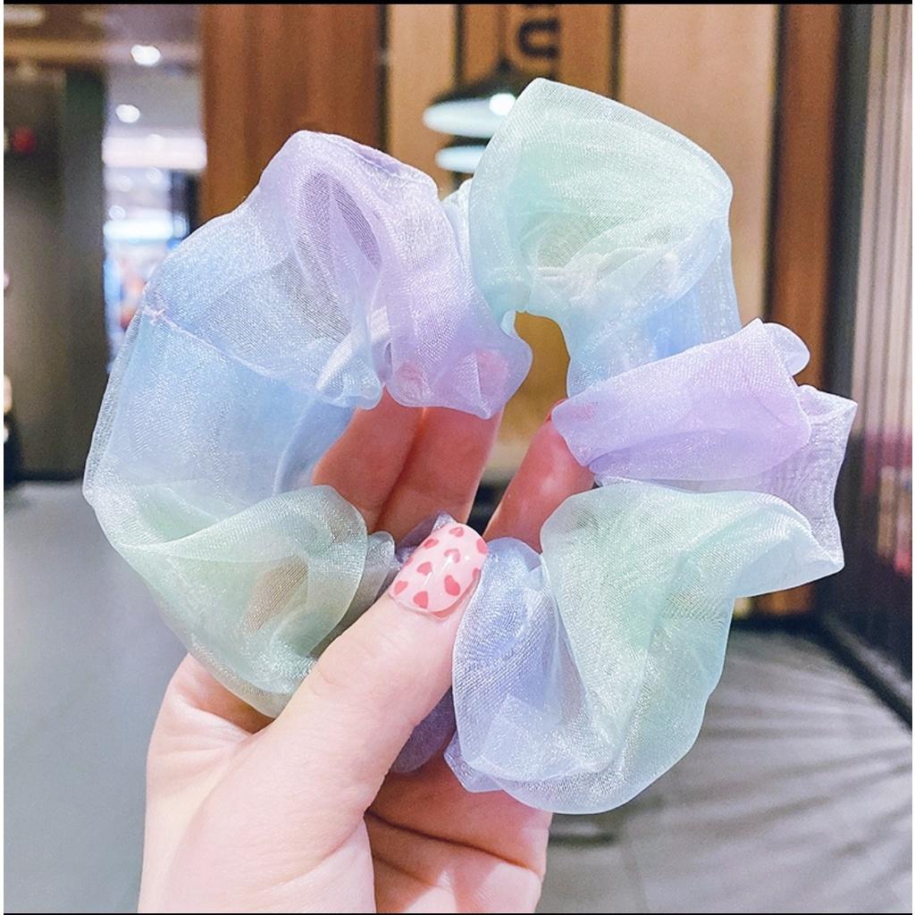 Cột tóc hottrend Scrunchies bản to kim tuyến cầu vồng búi tóc đẹp kiểu Hàn Quốc Tatitava