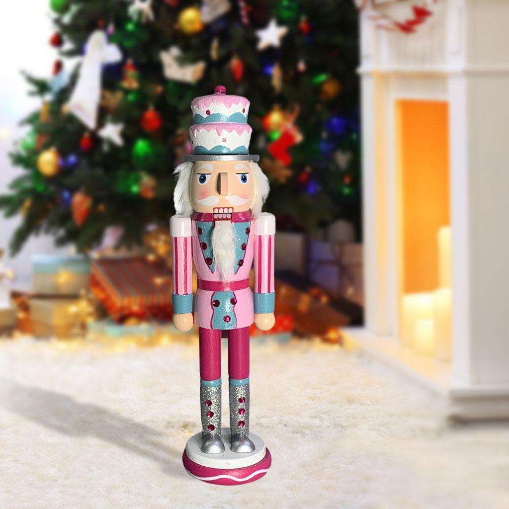 Wooden Nutcracker Soldier Figurine Ornament for Cake