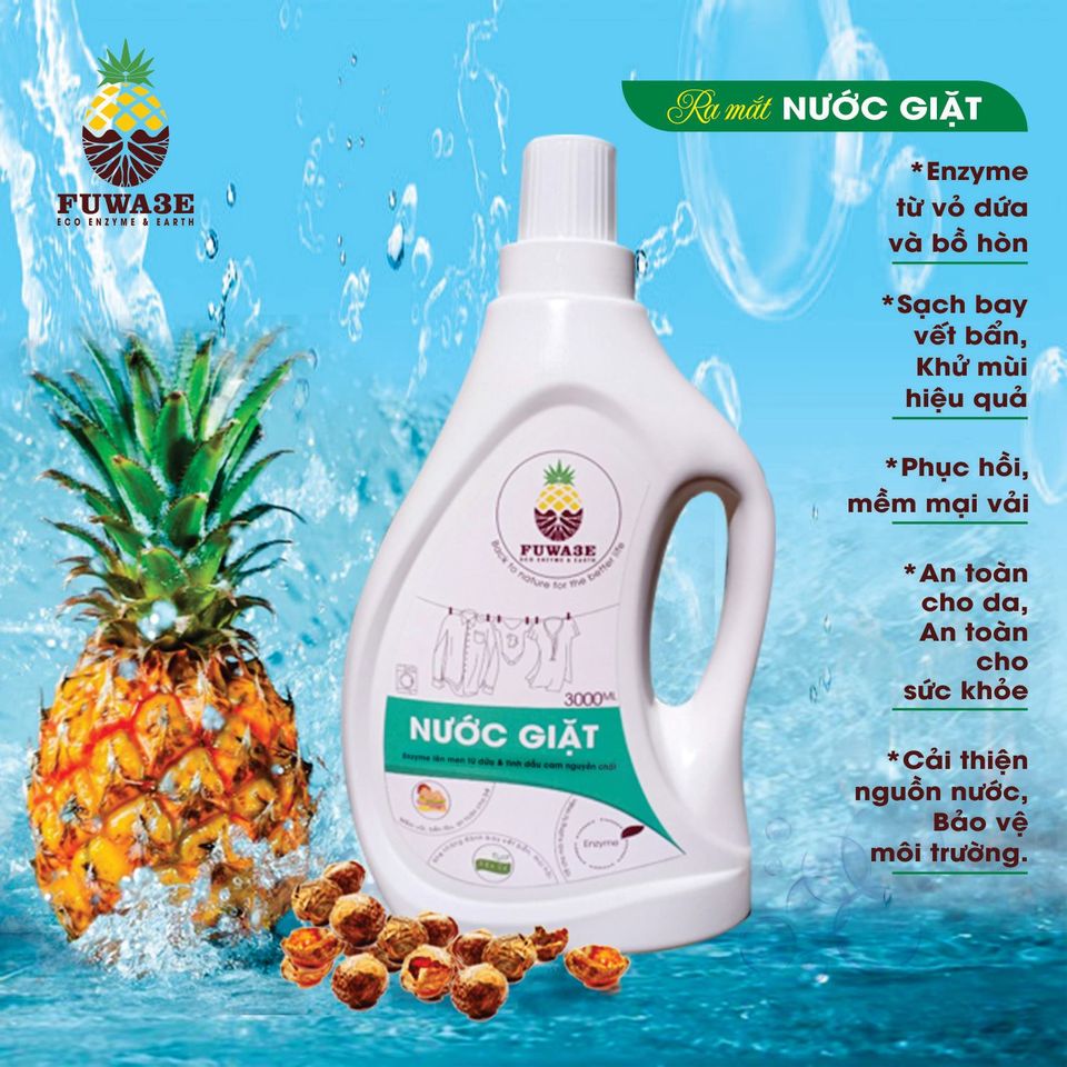 Nước giặt hữu cơ Fuwa 3e (4060ml) Từ enzyme sinh học vỏ trái cây - An toàn cho sức khỏe của gia đình