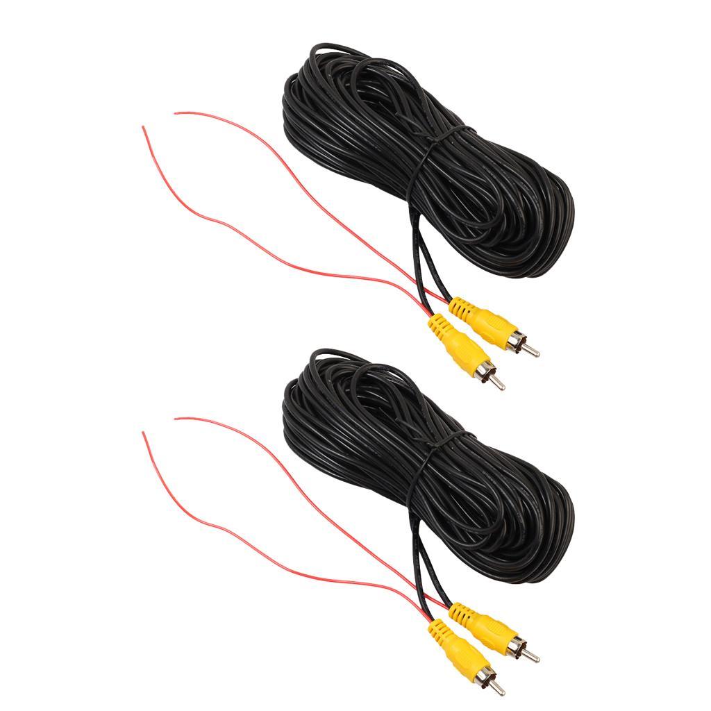 2X Car Reverse Rear View Parking Camera Video Cable With Detection Wire 20ft