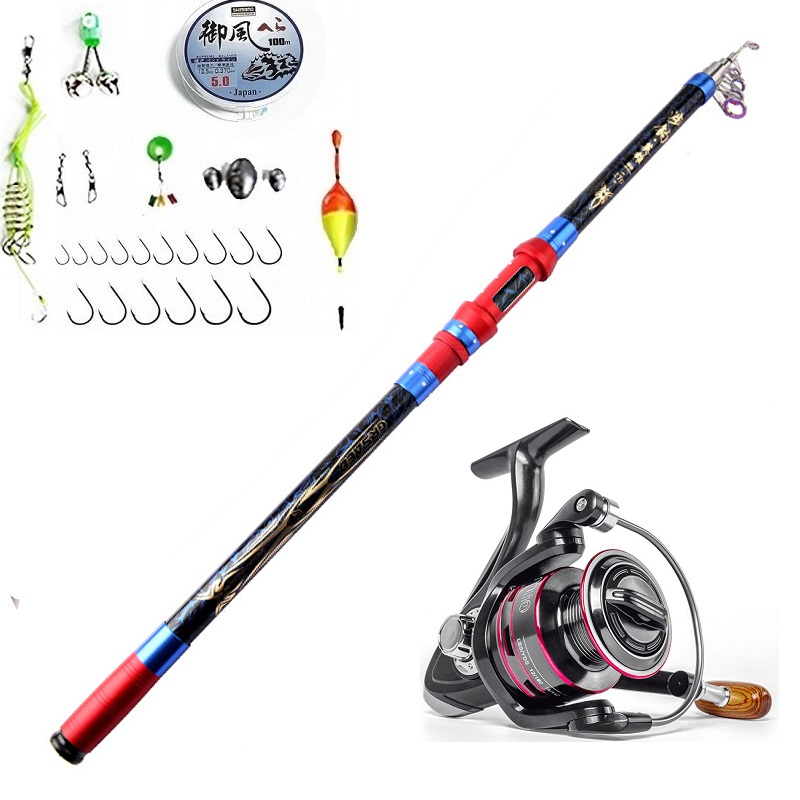 Bộ cần câu cá - Chính hãng - 2m7 - Cần carbon siêu bạo lực - Kèm máy Kim loại HB - Tặng kèm phụ kiện