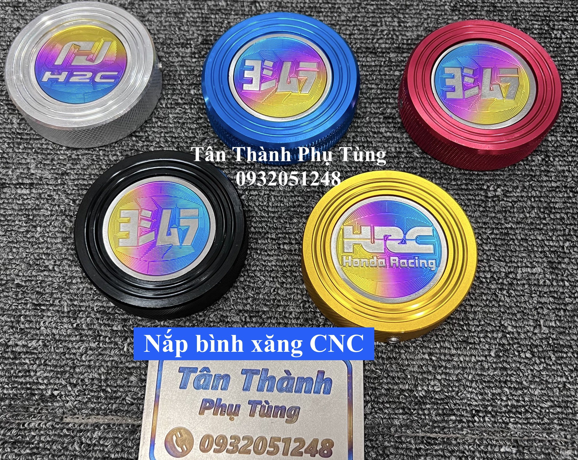 Nắp bình xăng CNC kèm logo Titan gắn nhiều loại xe