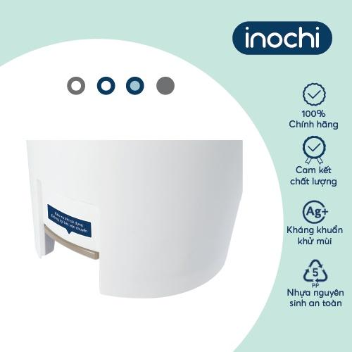 Thùng rác đạp tròn Inochi - Hiro 6L( kèm ruột) Thân Ghi sữa+ Nắp Ghi sữa/Xanh nhật