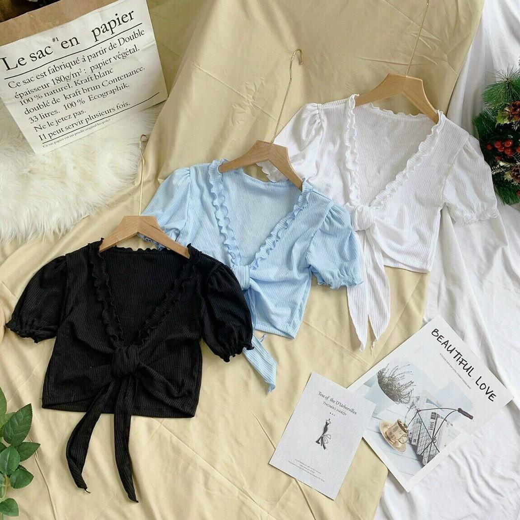 Áo Croptop Đẹp Xẻ Ngực Buộc Nơ Cá Tính Ôm Body Dễ Phối Đồ Năng Động Xinh Xắn | Áo Croptop Buộc Nơ CT30