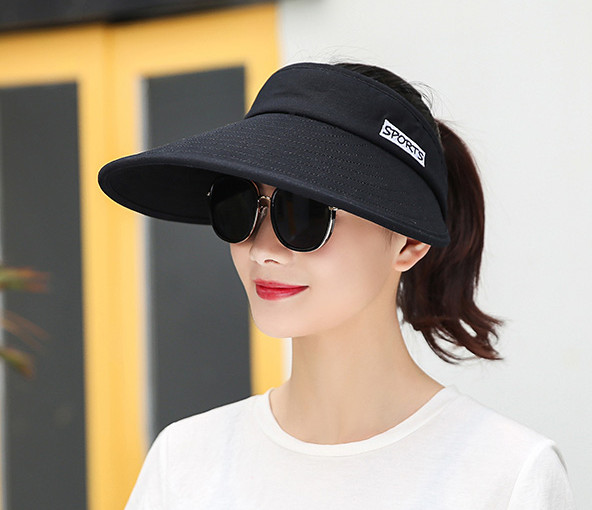 nón chống nắng nửa đầu phong cách Hàn, mũ rộng vành chống nắng thời trang màu đen