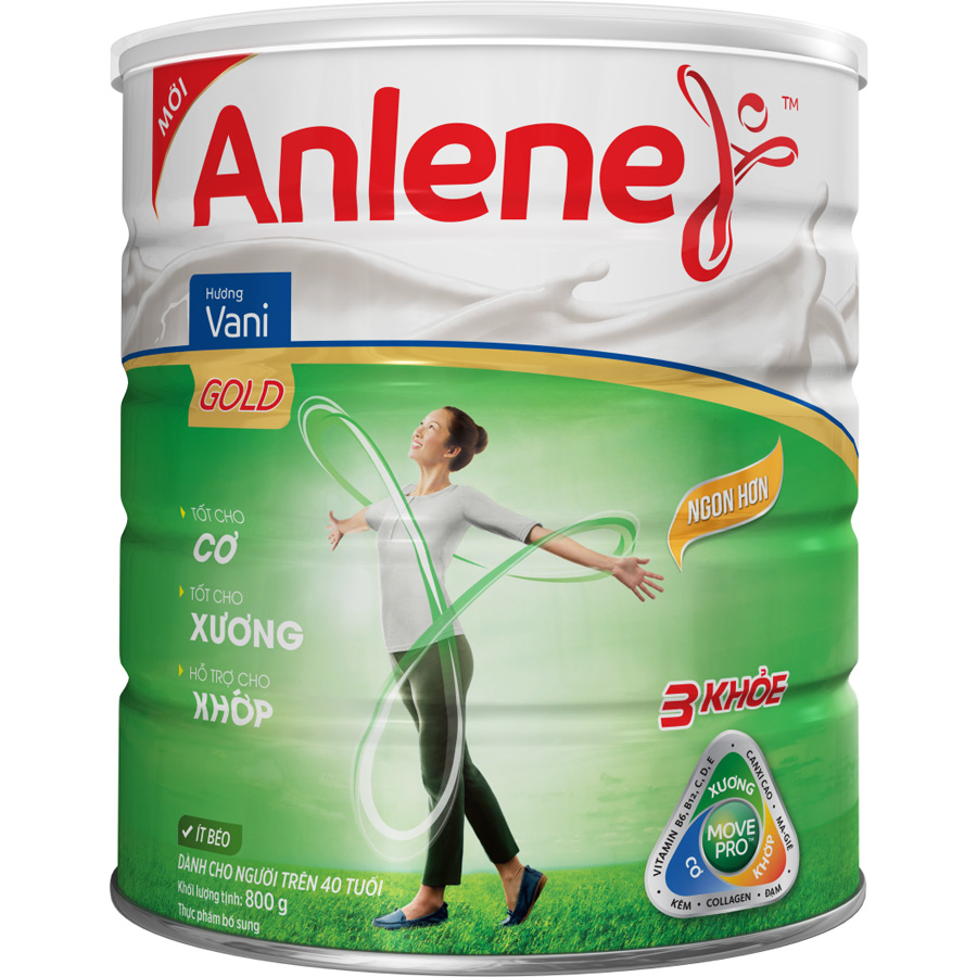 Combo 2 Sữa Bột Anlene Gold Movepro Hương Vanilla (Hộp Thiếc 800g) - Tặng bộ 3 thố thủy tinh