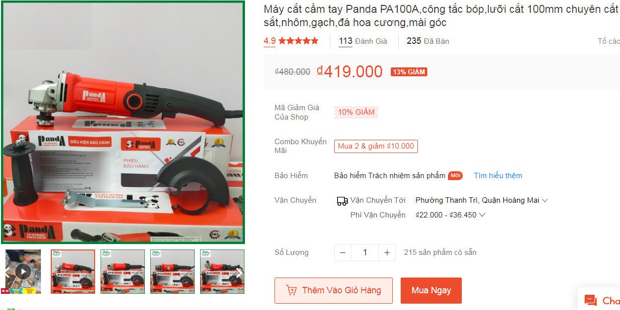 Máy cắt cầm tay công suất 950W,công tắc bóp,lưỡi cắt 100mm chuyên cắt sắt,nhôm,gạch,đá hoa cương,mài góc