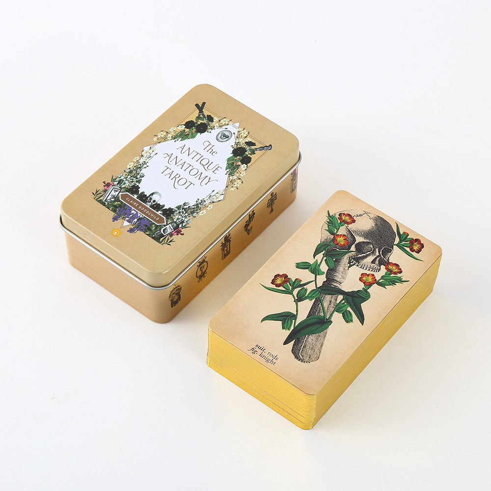 Bộ Bài Antique Anatomy Tarot Hộp Thiếc 78 Lá 98x58 Mm Tặng Đá Thanh Tẩy