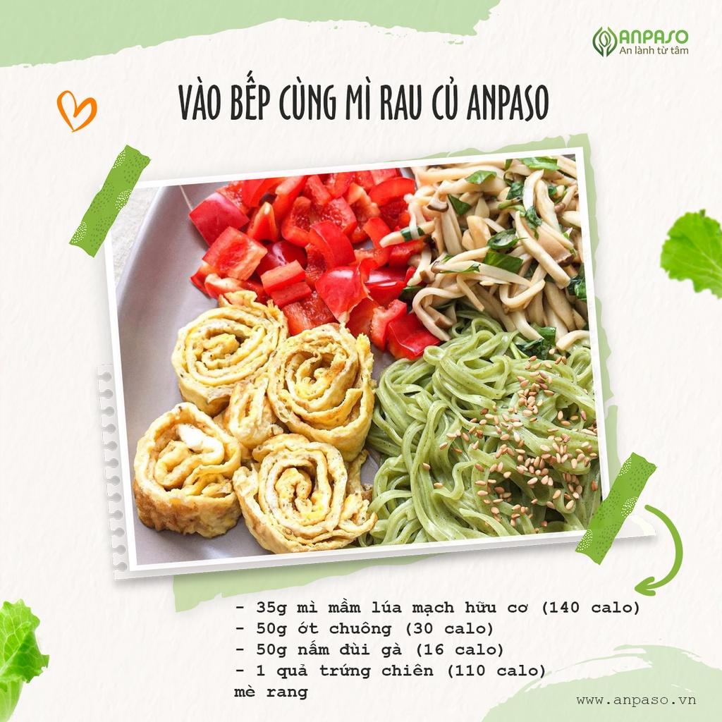 Combo 2 gói Mì rau củ mầm lúa mạch Ăn dặm hữu cơ Anpaso, eat clean, mỳ chay, ăn kiêng, thực dưỡng 600gr