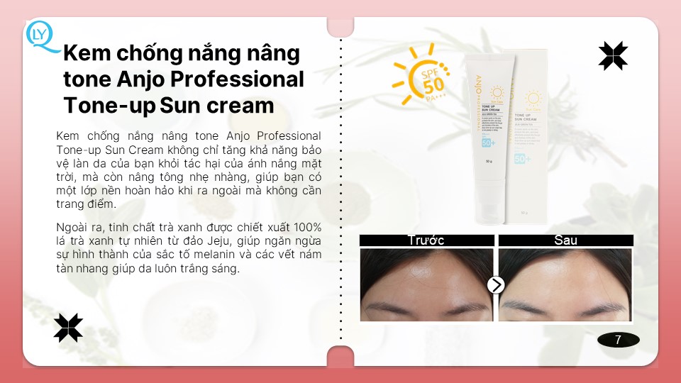 Kem dưỡng trắng da bật tone, chống nắng Anjo Professional Tone-up Sun cream 50g