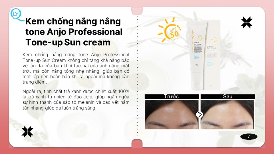 Kem dưỡng trắng da bật tone, chống nắng Anjo Professional Tone-up Sun cream 50g