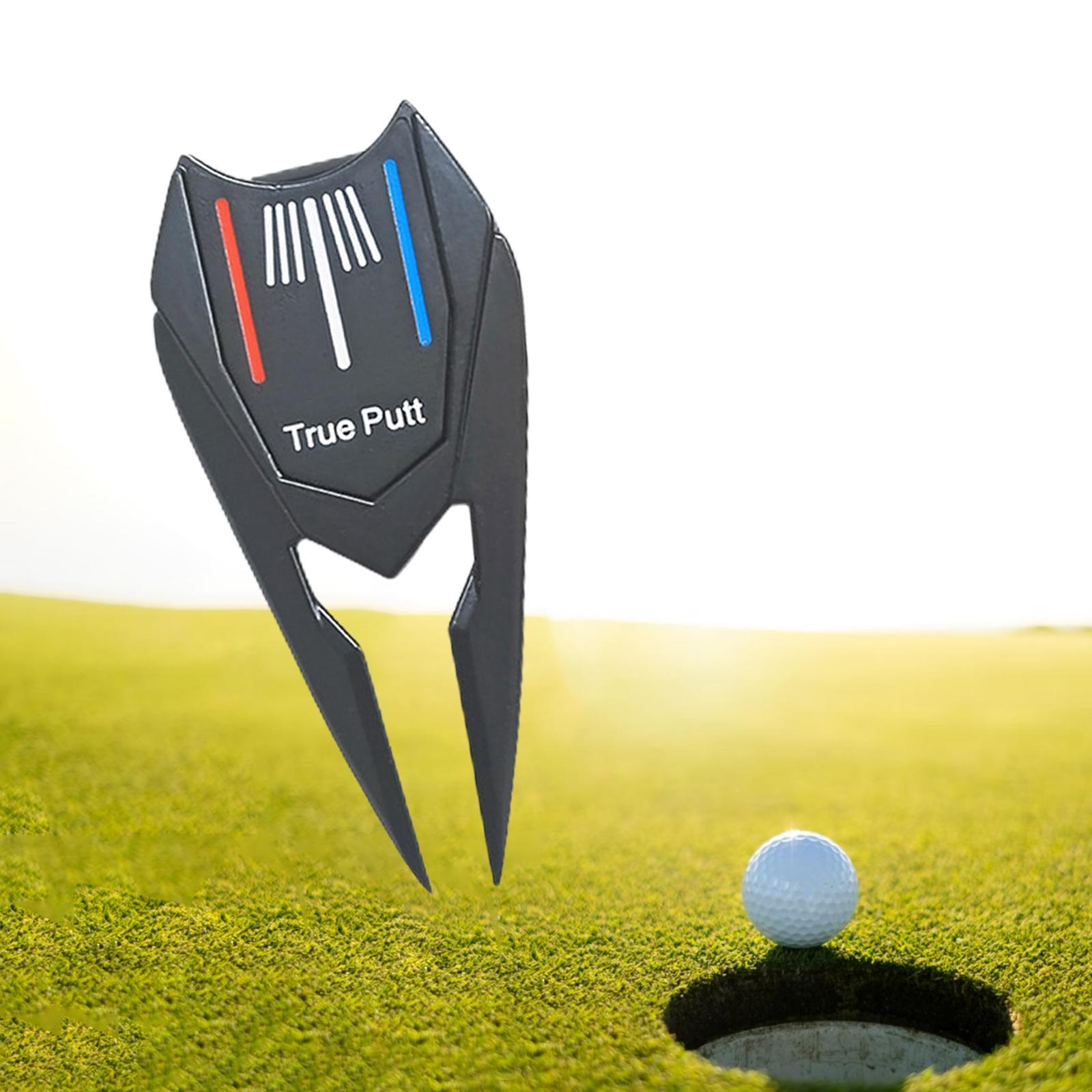 Golf Pitch Repair Tool Portable Alloy Fairway Repair Fork Golf Ball Marker Black