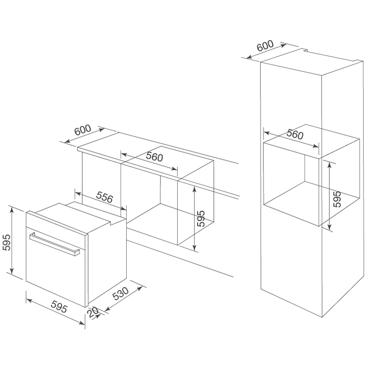 Lò Nướng Âm Tủ Malloca MOV-575 ECO Tiết Kiệm Điện (57 Lít)  - Hàng chính hãng