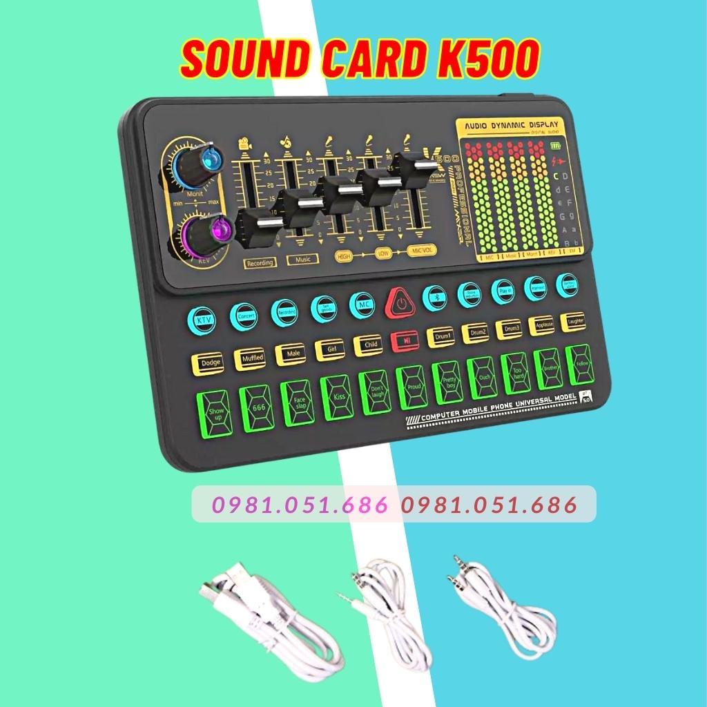 Bộ mic thu âm BM900 Woaichang và sound card k500 có bluetooth Autotune, tiếng cười, vỗ tay hỗ trợ sử dụng