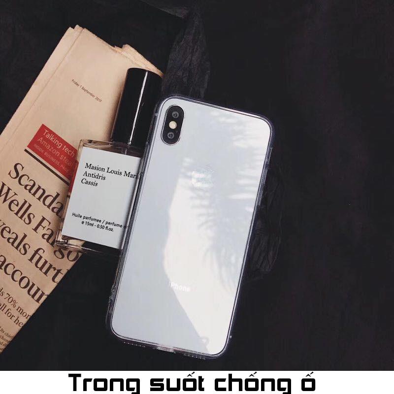 Ốp lưng kính cường lực, viền silicon chống va đập trong suốt dành cho iphone