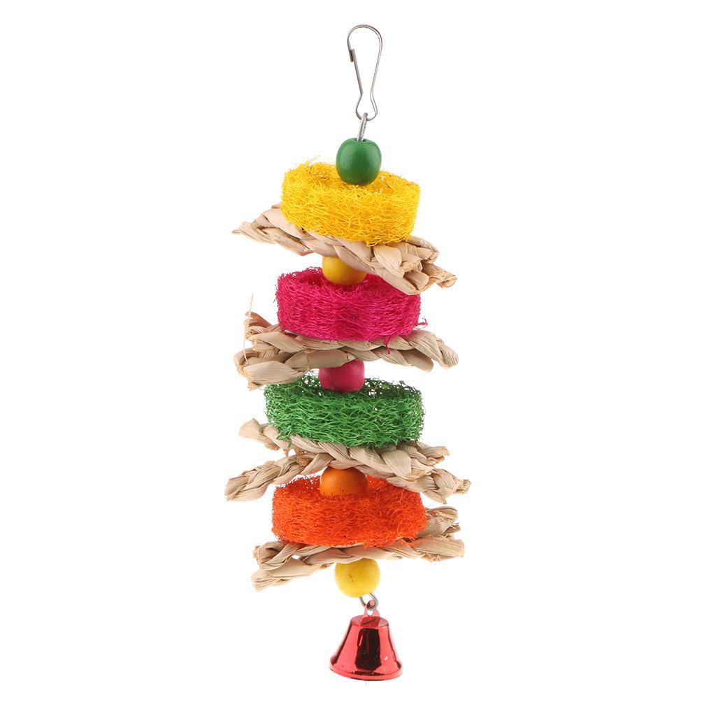 Pet Bites Parrot Climb Chew Toys Bell Swing Cage Hanging Cockatiel Parakeet