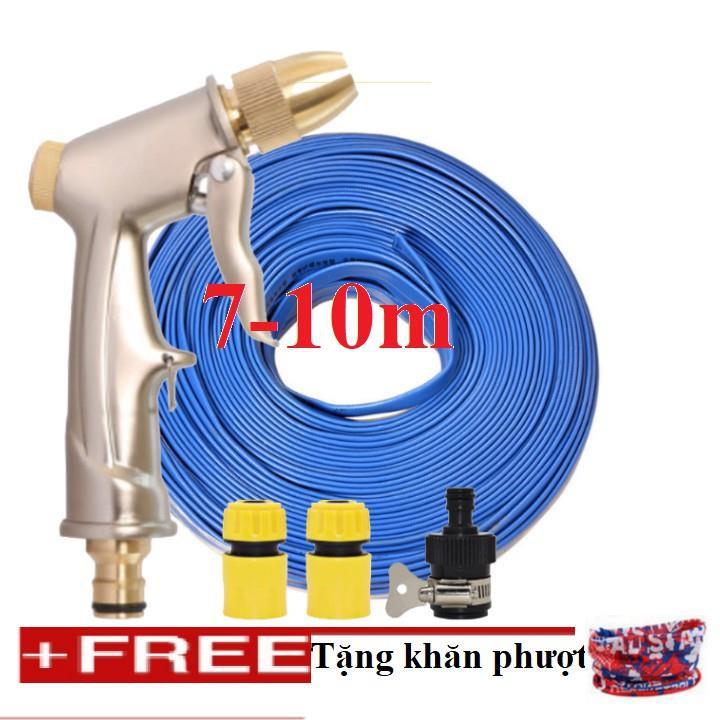 Bộ dây vòi xịt nước rửa xe, tưới cây . tăng áp 3 lần, loại 7m, 10m 206701-1 đầu đồng, cút, + tặng khăn phượt