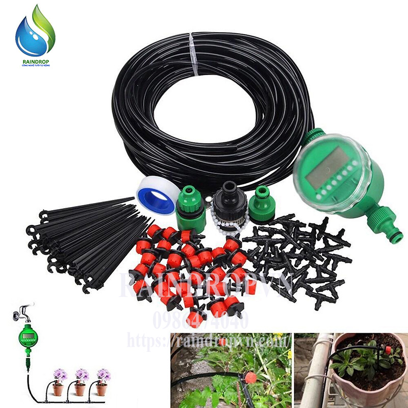 Bộ kít tưới nhỏ giọt tự động kèm van hẹn tưới tự động