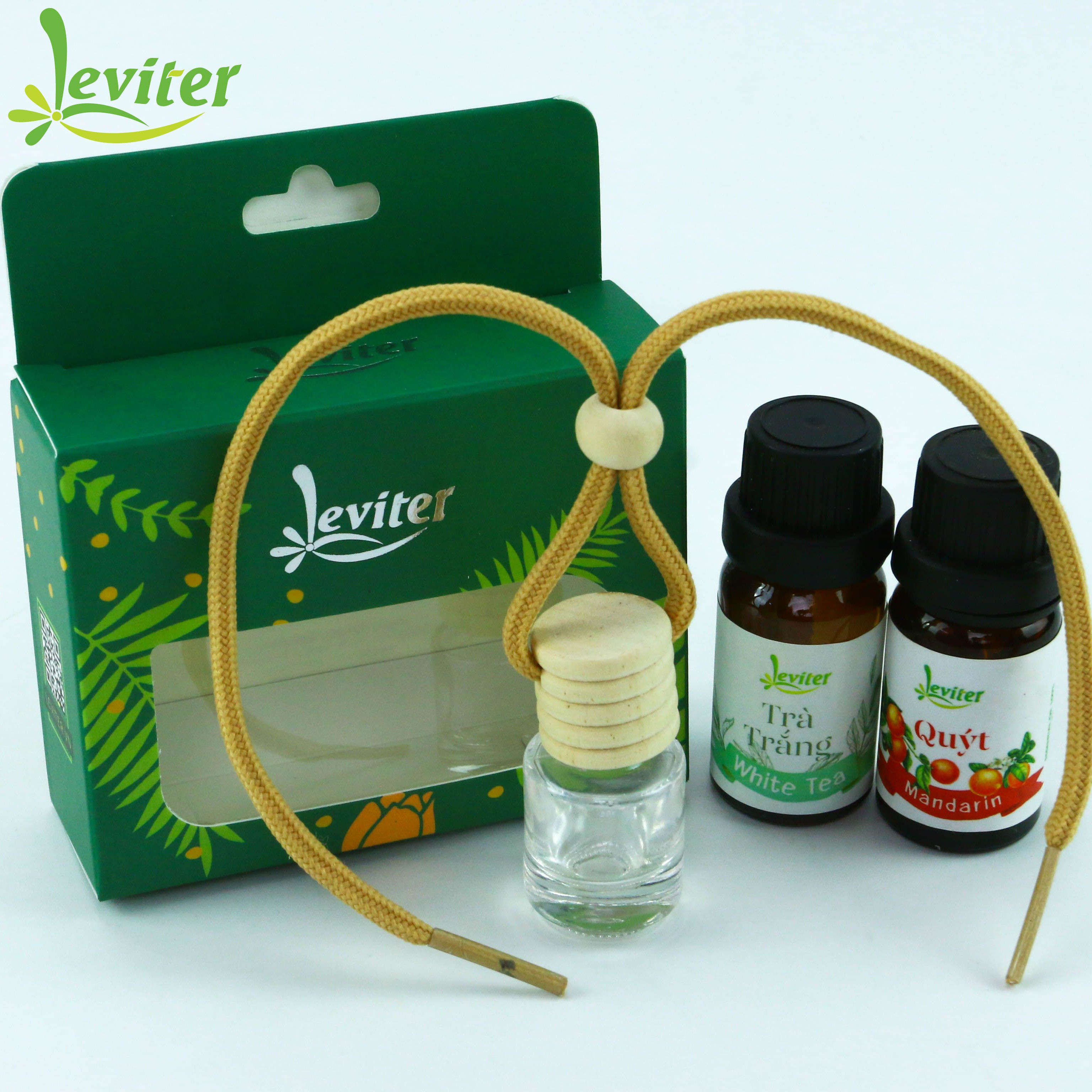 Combo Tinh Dầu Leviter  Trà Trắng Leviter (10ml) Tinh Dầu Leviter  Quýt (10ml) Nguyên Chất Giúp Kháng Khuân, Khử Mùi Giảm Stress  Hiệu Qủa  Tặng Kèm Vỏ Lọ Treo Khuếch Tán Tinh Dầu Siêu Tiện Dụng