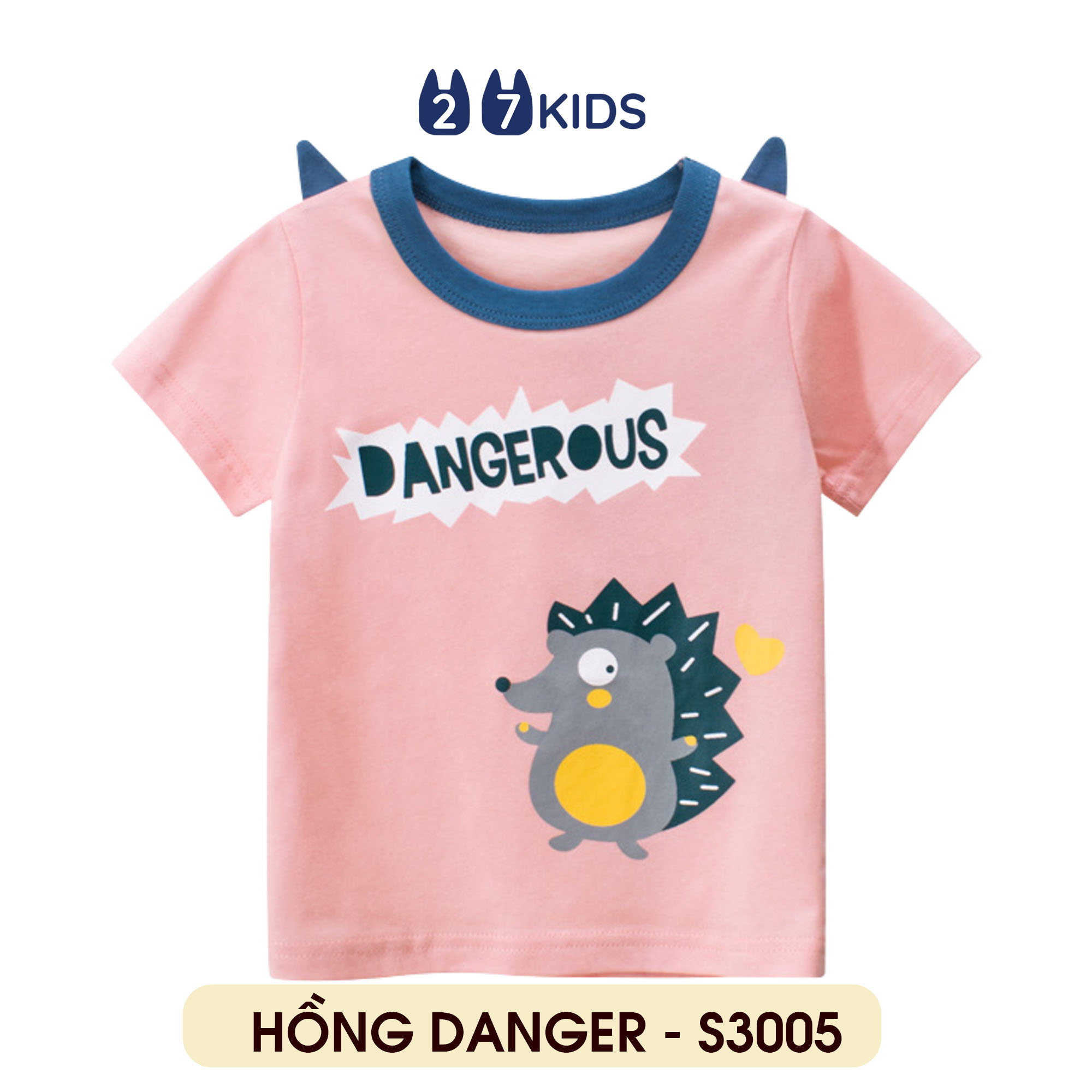 Áo bé gái 27Home áo thun cộc tay cho bé HỒNG DANGER S3005