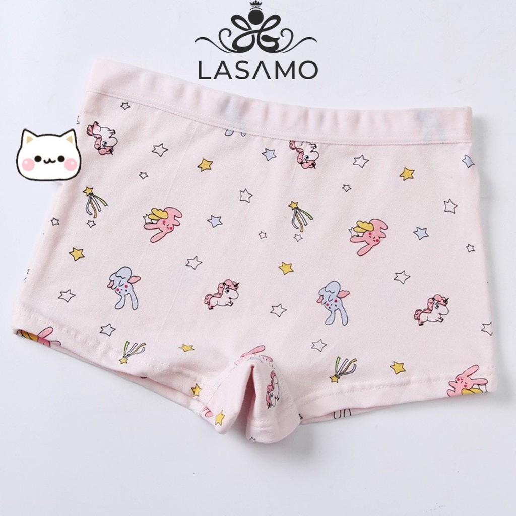 Set 4 chiếc quần chip bé gái, quần lót cho bé gái cotton cao cấp họa tiết Ngựa Pony dễ thương hãng LASAMO mã QLB003