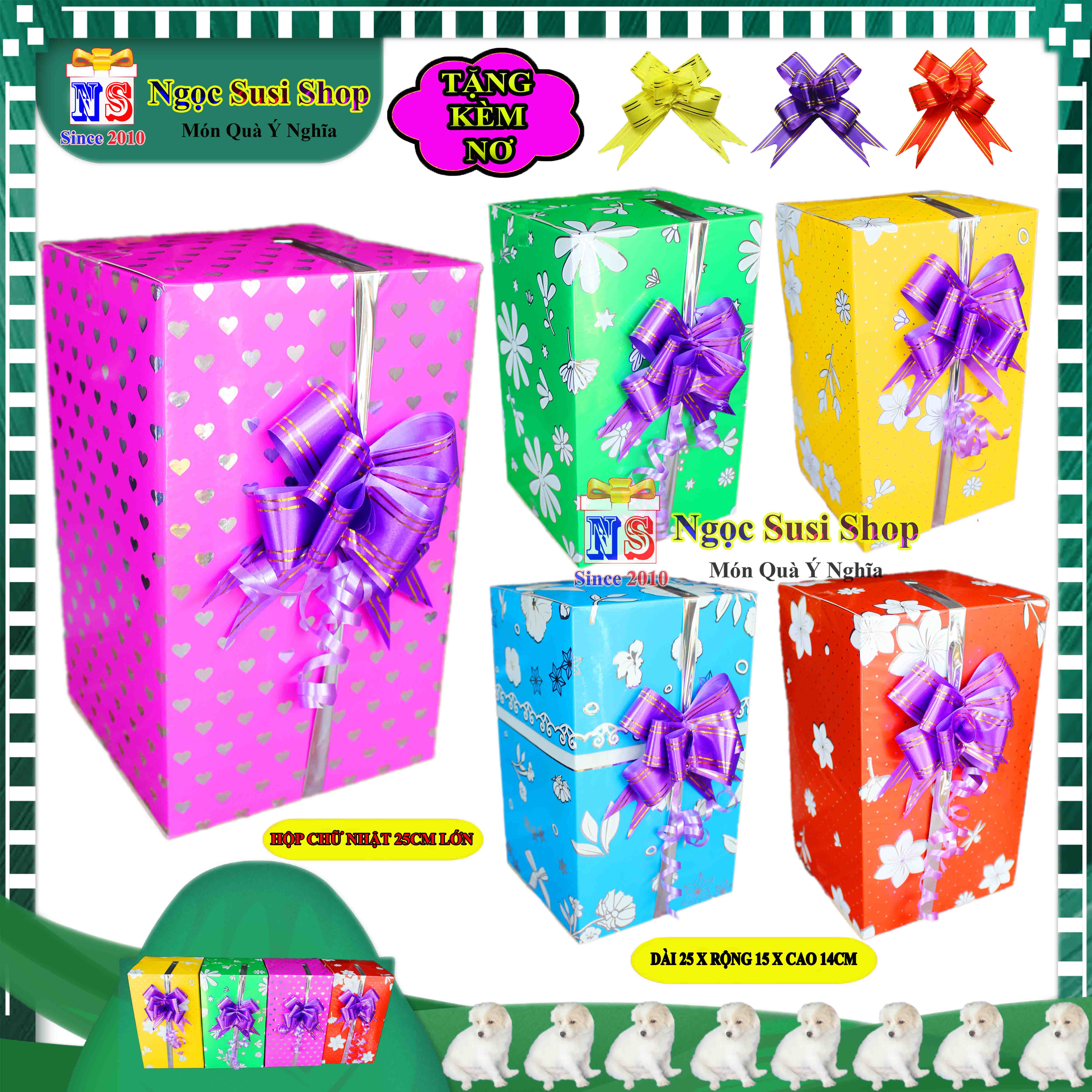 HỘP QUÀ CHỮ NHẬT SIZE LỚN 25CM NGẪU NHIÊN MÀU + TẶNG KÈM NƠ 3CM - HỘP QUÀ TẶNG GIẤY KIẾNG SIÊU ĐẸP