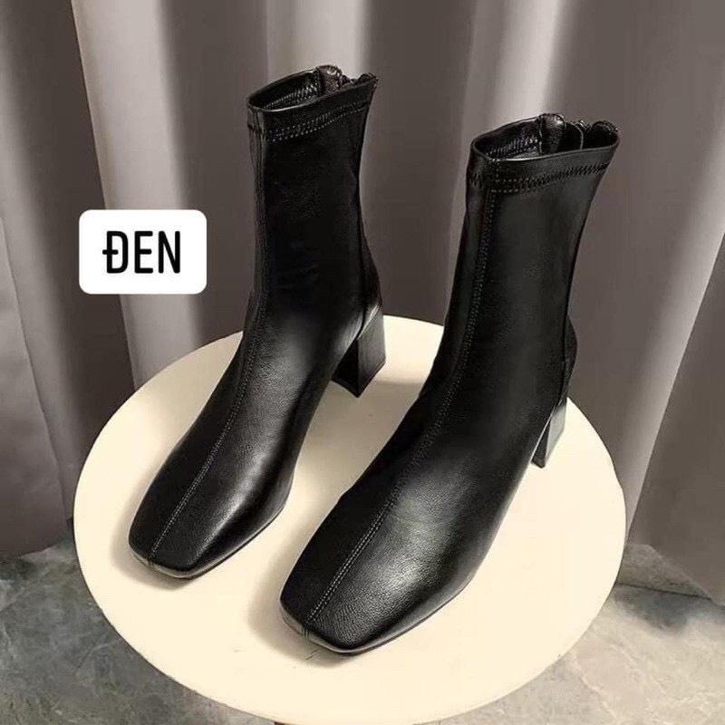 Giày bốt da mềm khóa sau siêu hót