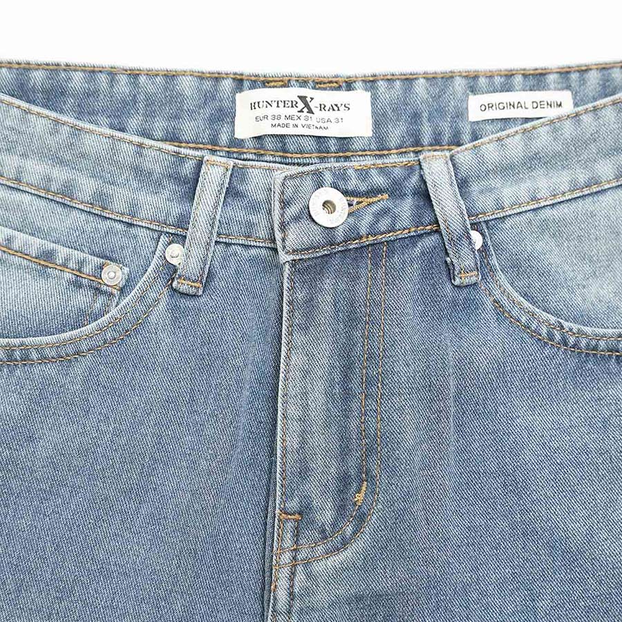 Quần Jeans Nam Cao Cấp HUNTER X-RAYS  Form Straight Cotton Màu Xanh Đậm - Hunter X-Rays D24
