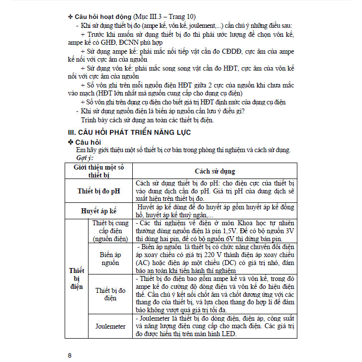 Hướng dẫn trả lời câu hỏi Khoa học tự nhiên 8 (bám sát SGK Kết nối tri thức với cuộc sống)