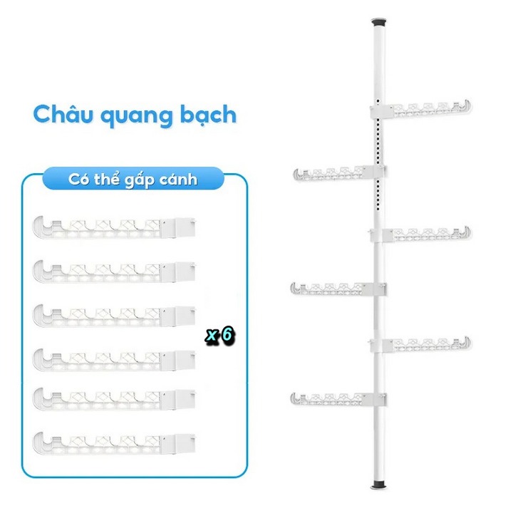 Cây Treo Quần Áo RAMAE JAPAN 6 Nhánh Móc Treo Điều Chỉnh Chiều Cao Tiết Kiệm Không Gian