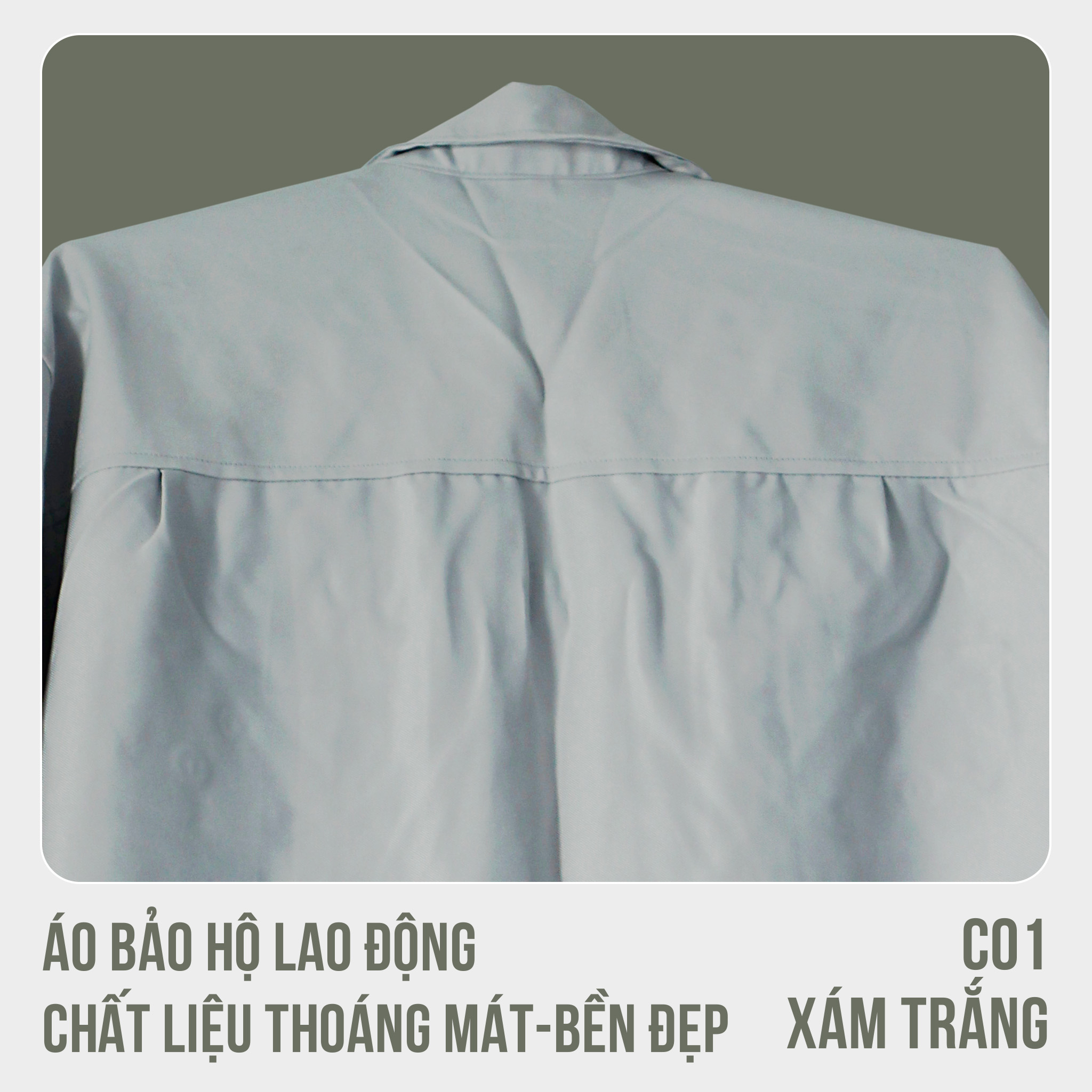 Áo bảo hộ lao động, chất liệu thoáng mát, bền đẹp - Mã C01 ( Xám Trắng)