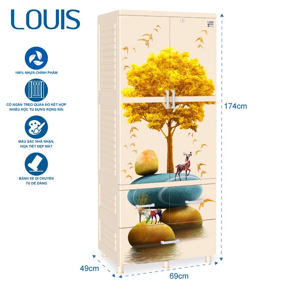 Tủ treo đồ LOUIS 2 tầng nhựa Qui Phúc