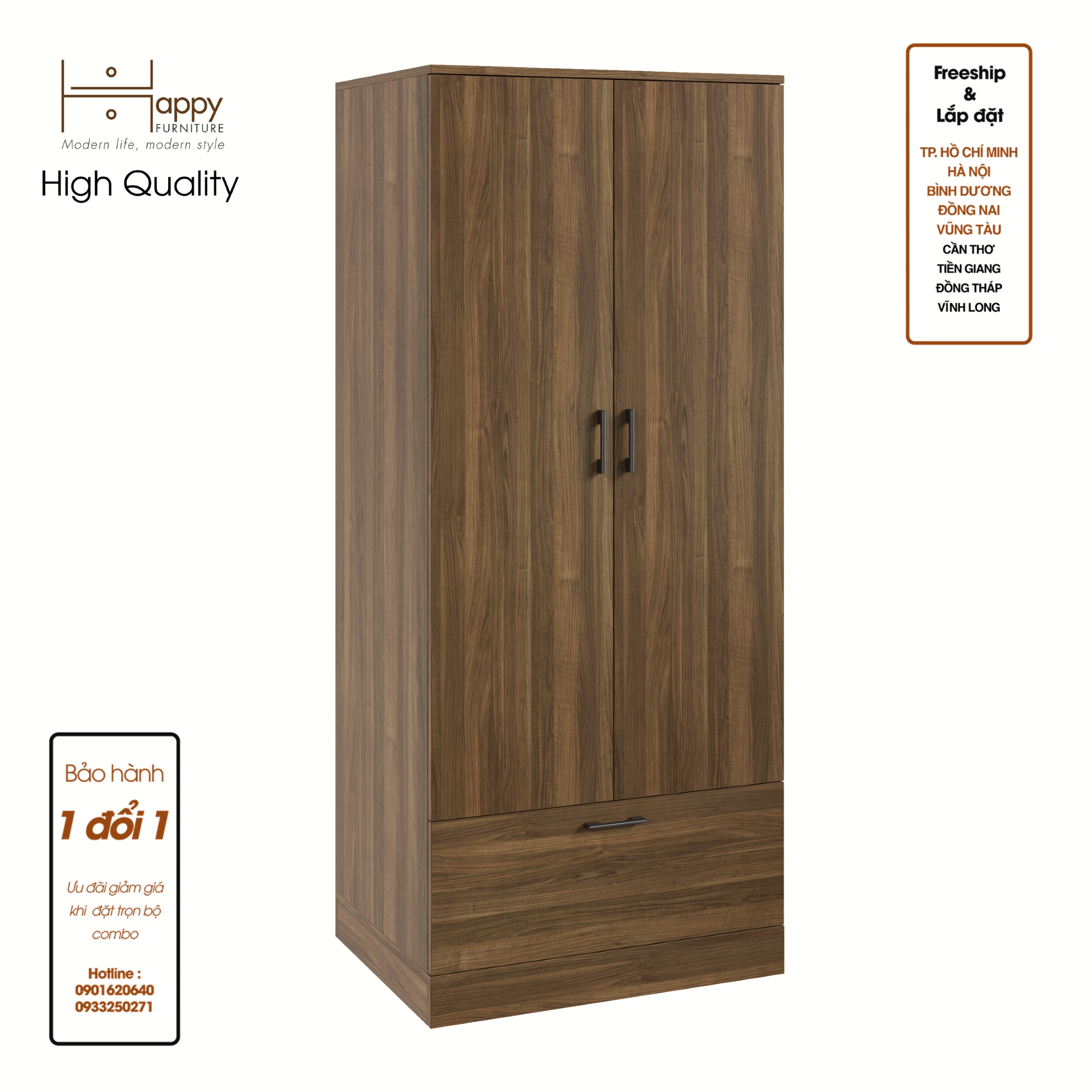 SALY , Tủ treo quần áo tiện dụng, 90cm x 40cm x 180cm , TCM_009