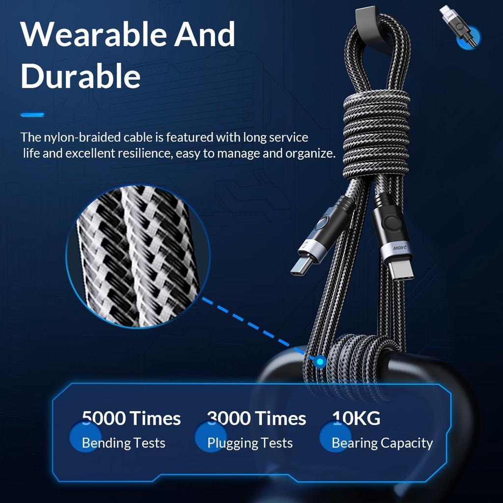 Dây Cáp Sạc Nhanh ORICO USB C Sang USB C 240W 100CM PD 3.1 Type C 48V 5A Cho Samsung Galaxy S22 A10 Note