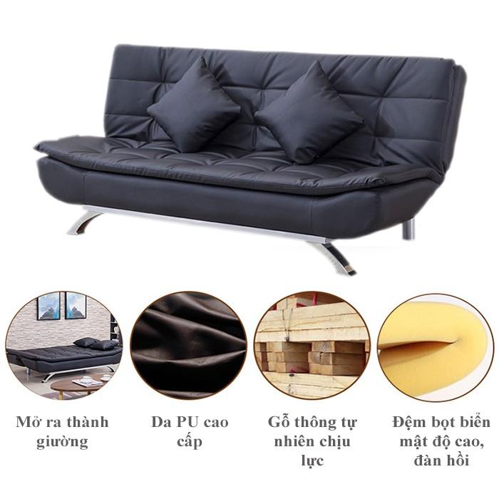 Sofa da có thể gấp gọn thành giường, thành ghế có màu đen, nâu